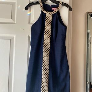 Lily Pulitzer navy/gold trim dress